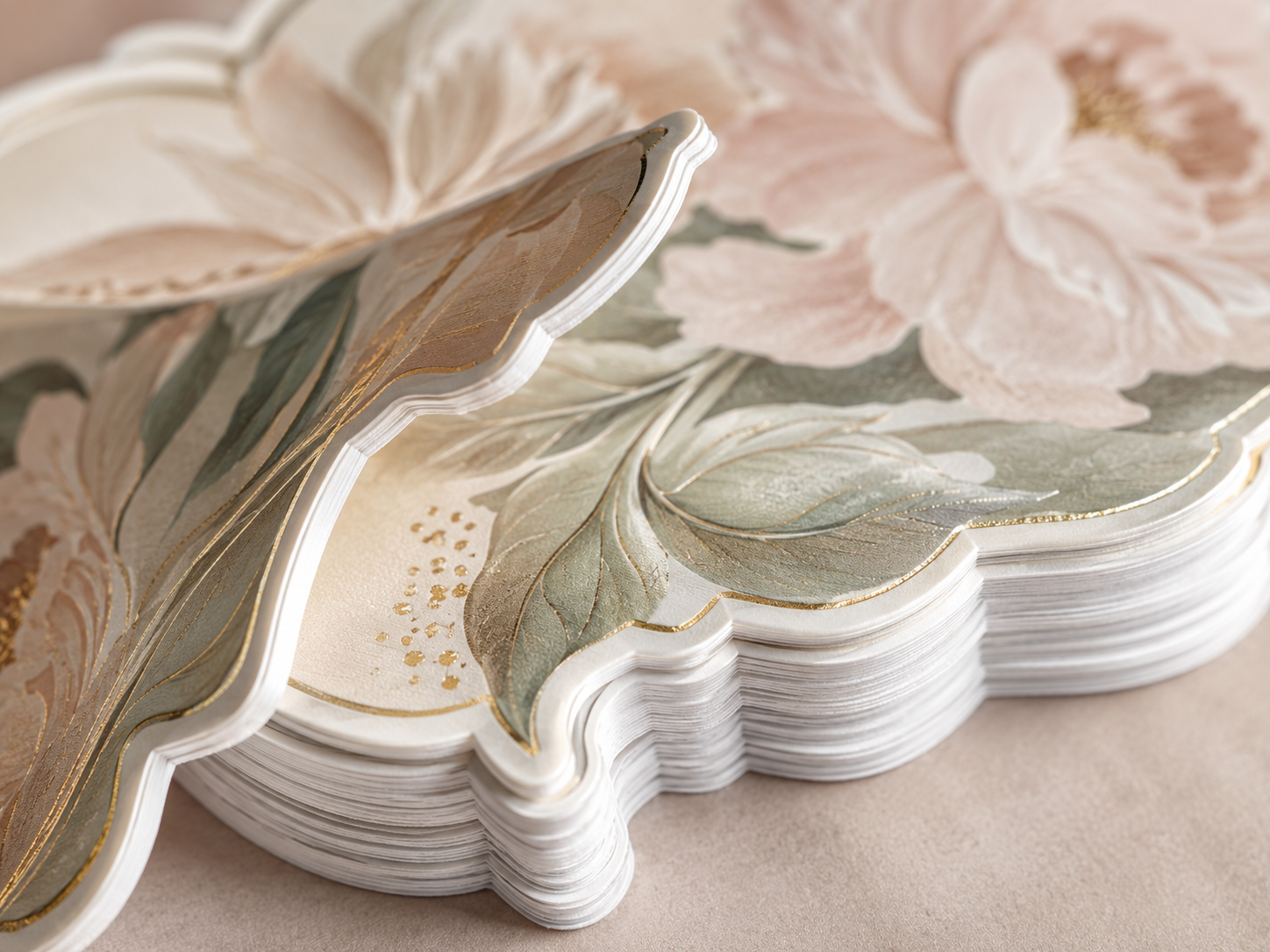 Precision cut foil label edges macro close-up