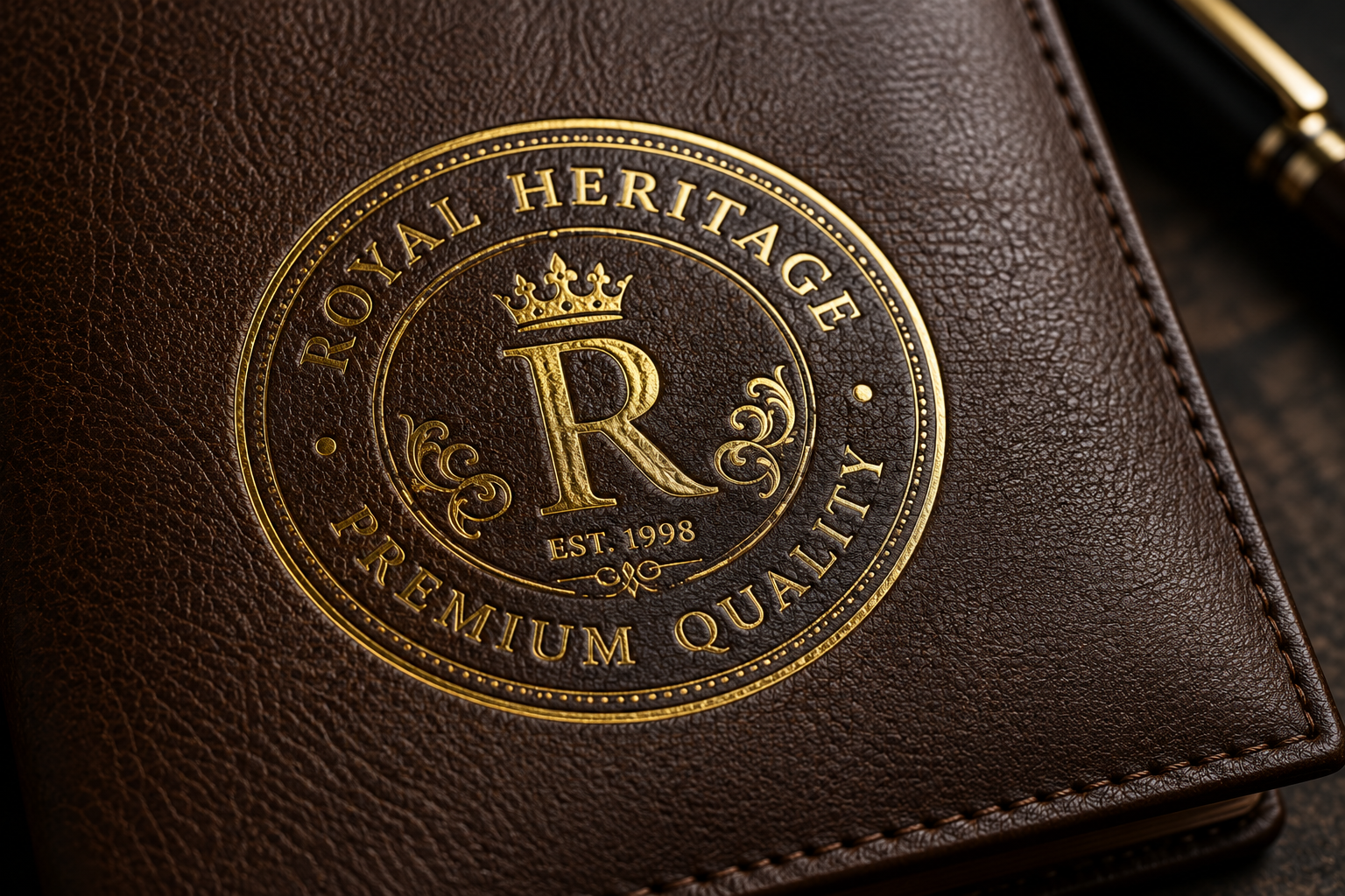 Gold foil stamped on leather by Graficative
