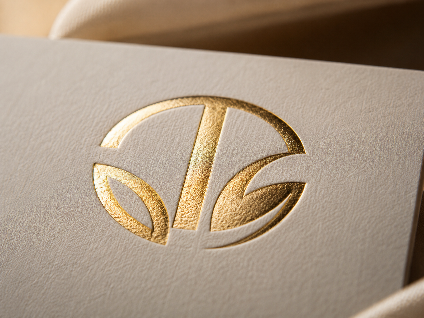 Foil brand accent on label macro close-up