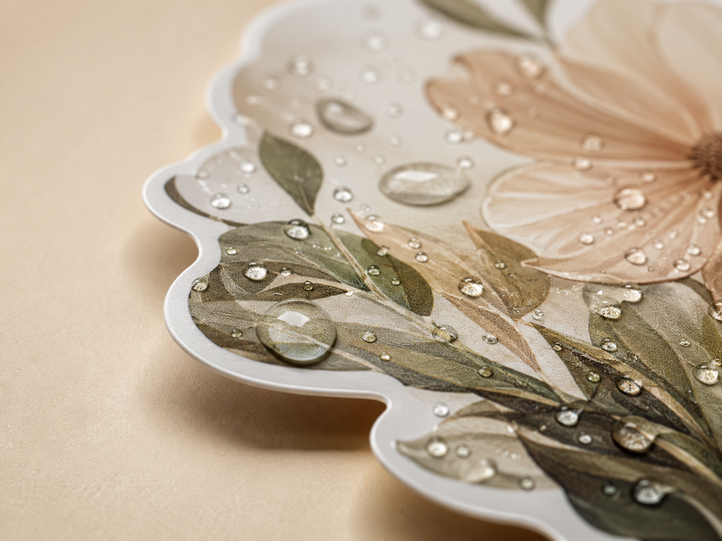 Waterproof foil label macro close-up